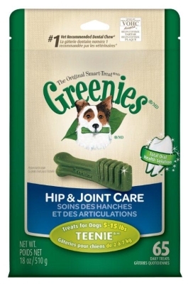 Greenies Hip &amp; Joint Care Treat Pack for Teenie Dogs, 18 oz, 65 ct