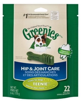 Greenies Hip &amp; Joint Care Treat Pack for Teenie Dogs, 6 oz, 22 ct