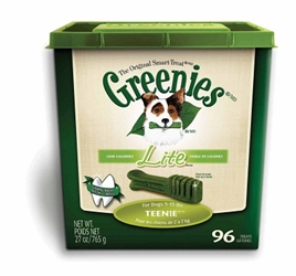 Greenies Lite Tub Treat Pack for Teenie Dogs, 27 oz, 96 ct