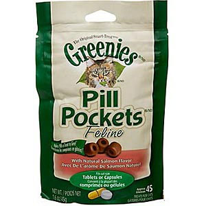 Greenies Pill Pockets for Cats Salmon Flavor, 45 Capsules or Tablets - 6 Pack