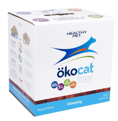 Healthy Pet Okocat Natural Wood Clumping Cat Litter, 18 lbs
