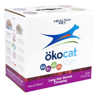 Healthy Pet Okocat Natural Wood Clumping Cat Litter for Long Hair Breeds, 13.5 lbs