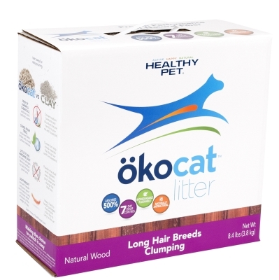 Healthy Pet Okocat Natural Wood Clumping Cat Litter for Long Hair Breeds, 9.4 lbs