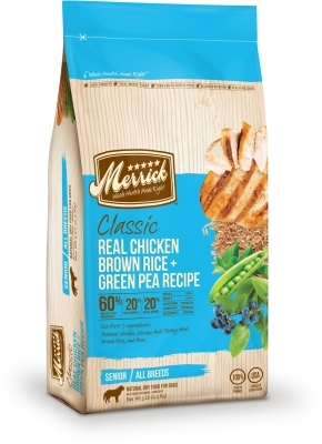 Merrick Classic Senior Real Chicken with Brown Rice &amp; Green Pea Dry Dog Food Recipe, 5 lbs