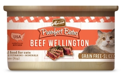 Merrick Grain-Free Purrfect Bistro Beef Wellington Canned Cat Food, 3 oz, 24 Pack
