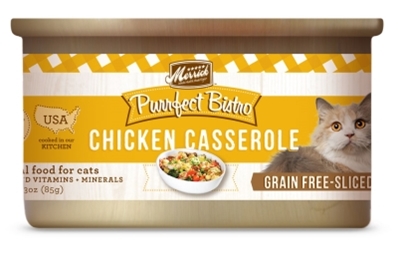 Merrick Grain-Free Purrfect Bistro Chicken Casserole Canned Cat Food, 3 oz, 24 Pack