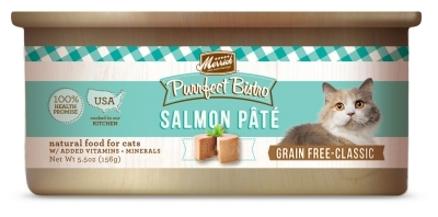 Merrick Grain-Free Purrfect Bistro Salmon Pate Canned Cat Food, 5.5 oz, 24 Pack