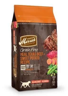 Merrick Grain-Free Real Texas Beef &amp; Sweet Potato Dry Dog Food Recipe, 25 lbs