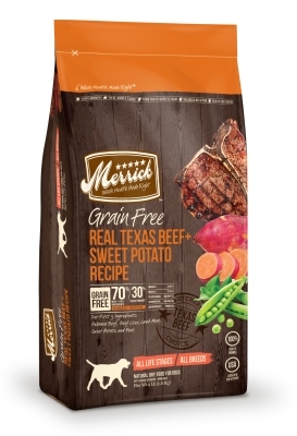 Merrick Grain-Free Real Texas Beef &amp; Sweet Potato Dry Dog Food Recipe, 4 lbs
