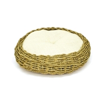 Seagrass and Burlap Round Bed, 16" x 16"