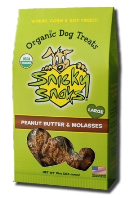 Snicky Snaks Organic Dog Treats, Peanut Butter &amp; Molasses, Large, 8 oz
