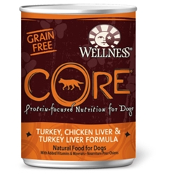 Wellness Core Dog Food Chicken, Turkey & Liver, 12.5 oz - 12 Pack