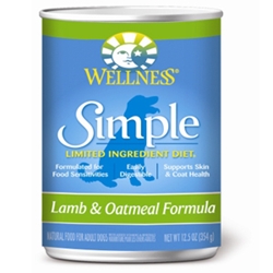 Wellness Simple Food Solutions Lamb & Oatmeal Dog Food, 12.5 oz - 12 Pack