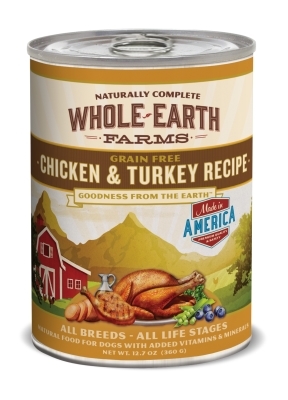 Whole Earth Farms Grain-Free Chicken &amp; Turkey Recipe Canned Dog Food, 12 oz, 12 Pack