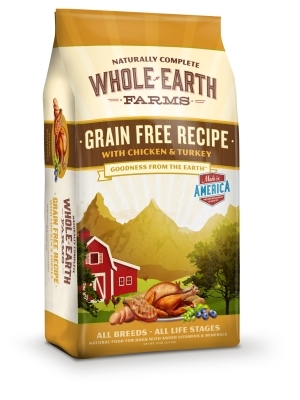 Whole Earth Grain-Free Recipe with Chicken &amp; Turkey Dry Dog Food, 12 lbs