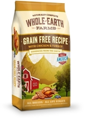 Whole Earth Grain-Free Recipe with Chicken & Turkey Dry Dog Food, 25 lbs